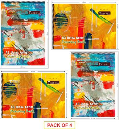 TigerHill SPIRAL ARTIST DRAWING BOOK (With Butter Paper & Certificate )(150 GSM) A3 Notebook Plain 48 Pages
