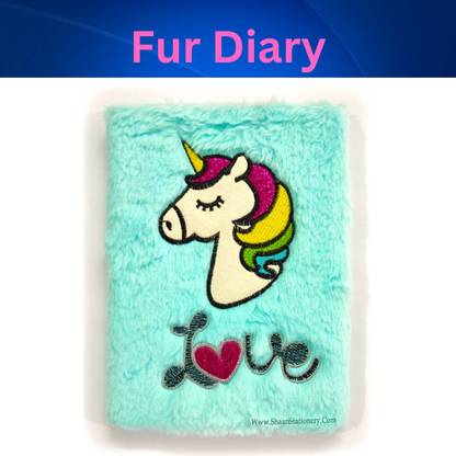 RAZY Unicorn Fur Diary For Girls | Unicorn Fluffy Diary pack of 1 A5 A5 Notebook study 160 Pages