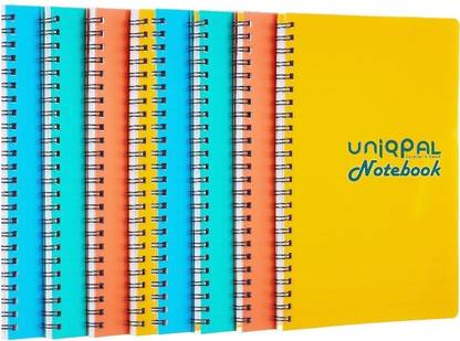 UNIQPAL Set of 8 A4 Notebook Spiral Plain 1600 Pages, Each notebook 200 Pages