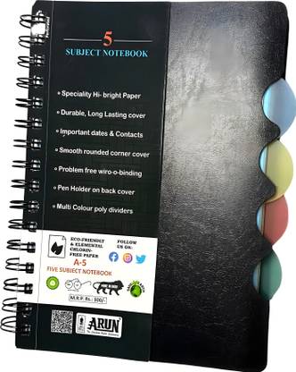 gavya collection Black cover Notebook A5 Notebook wire-o-binding 400 Pages