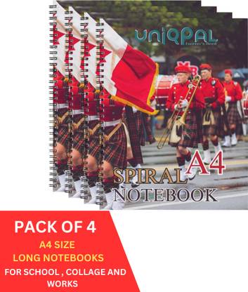 UNIQPAL Set of 4 A4 Notebook UNRULED 200 Pages