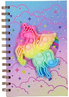 Vintager Trendy Designer Unicorn Popit Game Spiral Diary Fidget Game Notebook A5 Diary Ruled Pages 100 Pages