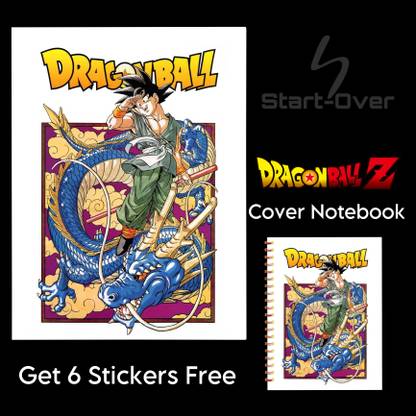 Startover Dragon Ball Z sketchbook set of 3 and 1 sticker book and free gift A5 Notebook Unruled 300 Pages
