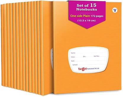Target Publications Single Line Interleaf Notebooks | Writing Copy Book |15.5 x19 cm| Pack of 15 Regular Notebook One Side Blank/Unruled & One Side Ruled 172 Pages