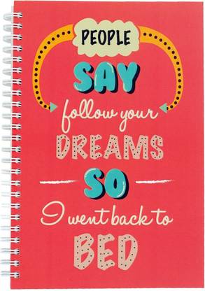 FUNCART Follow Your Dream Spiral A5 Notebook One Sided Ruled 160 Pages