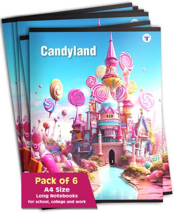 Target Publications Long Notebooks | Candyland | Single Line Copy | A4 Size | 172 Pages | Set of 6 A4 Notebook Ruled 1032 Pages