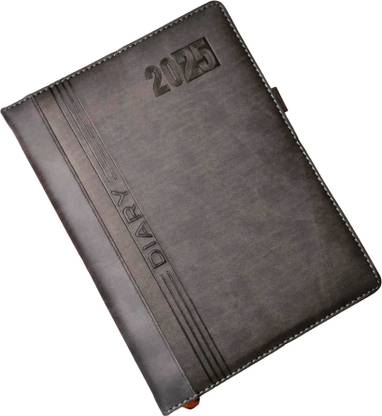 Excel PU Leather Finish Hard Bound 2025 Executive Diary Planner Sunday full page Regular Diary with Pen Holder (Cover Design may be Different) Ruled 366 Pages