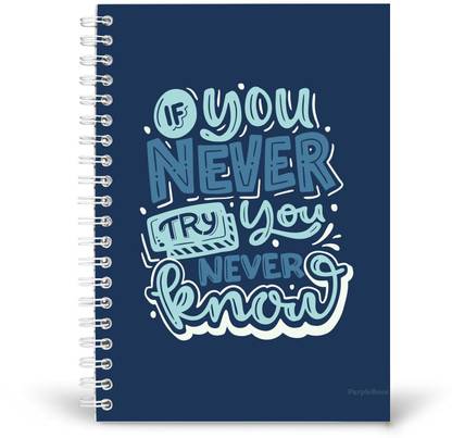 PurpleBees If You Never Try You Never Know Quotes Diary Motivational Notebook | A5 Notebook Plain 150 Pages