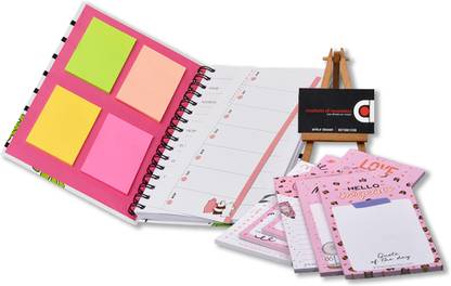 Flipkart SmartBuy FLAMINGO Designer Monthly Undated Planner To Do List Notebook with Sticky Notes. A5 Diary Unruled 150 Pages