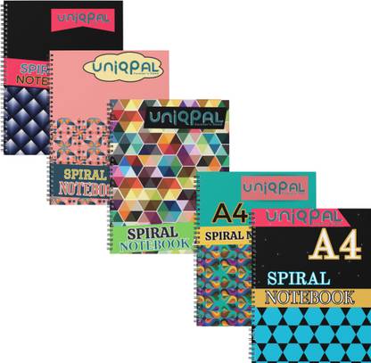 UNIQPAL SET OF 5 A4 Notebook UNRULED 200 Pages