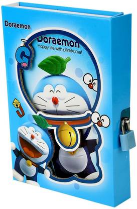 Art Bundle Doraemon Secret Lock Diary for Girls and boys Gifts Options (Size-16.5*13*3 cm) A6 Diary Ruled 60 Pages