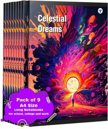 Target Publications Long Notebooks | Celestial Dreams | 172 Pages | A4 single line Books | Set of 9 A4 Notebook Ruled 172 Pages