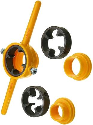 AASONS 6 Pc PVC Thread Maker Plastic Pipe For Pumps PVC Thread Die Kit Tool Maker Die Handle