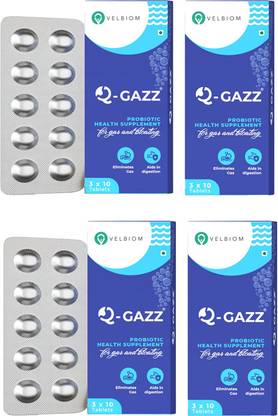 Velbiom Q-gazz|Gas,Indigestion,Acidity,Bloating Relief |Probiotics,Ajwain,Dill,Saunf oil Tablet