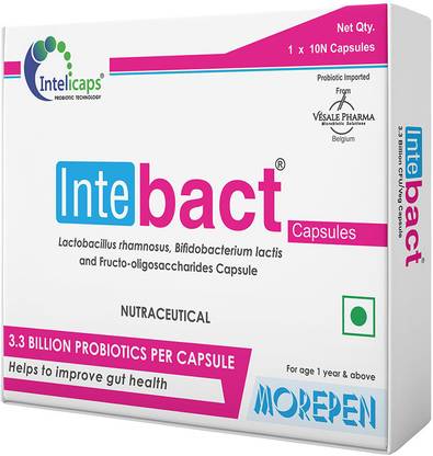 Dr. Morepen Prebiotics and Probiotics Supplement for Gut health Unflavoured Capsules