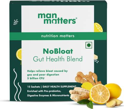 Man Matters NoBloat Gut health Blend for Better Digestion & Immunity Lemon Powder