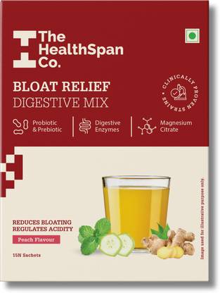 The Healthspan Co. Bloating, Gas, Acidity Relief | Men & Women | Probiotics & Digestive Enzymes | Peach Powder