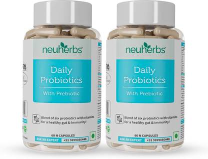 Neuherbs Daily Probiotics Supplement with Prebiotic Natural Capsules