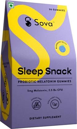Sova Melatonin & Ashwagandha Gummies For Deep Sleep Blueberry Gel