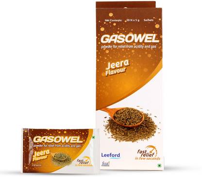 Leeford GASOWEL Jeera Ayurvedic Solution Acidity and Bloating Natural Sachets Jeera Powder