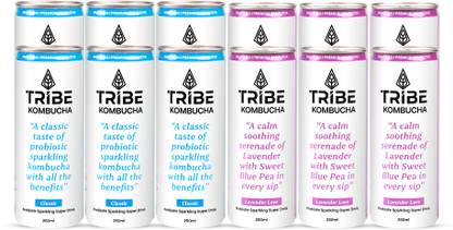 Tribe Kombucha Naturally Probiotic Drink | Gut Friendly | Antioxidant and Hydration, Classic and Lavender Drink