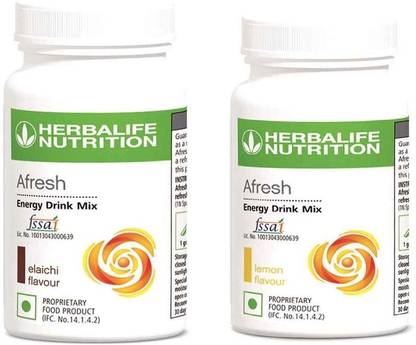 HERBALIFE Afresh Energy Drink Mix | Lemon and Elaichi Flavor | Pack of 2 (50g each) LEMON, ELAICHI Powder