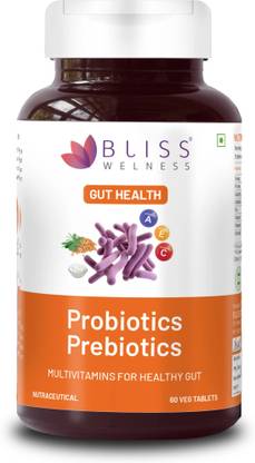 Bliss Welness Prebiotics and Probiotic Supplements 20 CFU Digestive Enzymes No Tablet