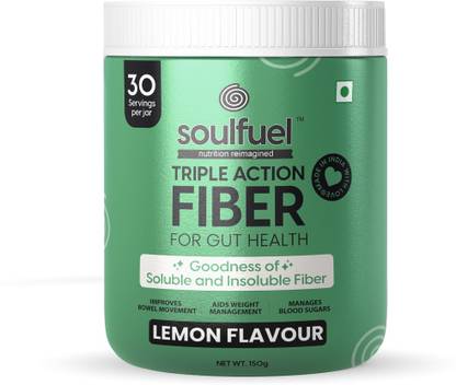 soulfuel Triple action fiber powder | 5g Fiber | Helps in constipation | Manages Weight Lemon Flavour Powder