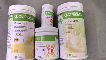 HERBALIFE FORMULA1 SHAKE VANILA ,PROTEIN 200GM LEMON AFRESH AND SHAKEMATE POWDER COMBO VANILA, LEMON Powder