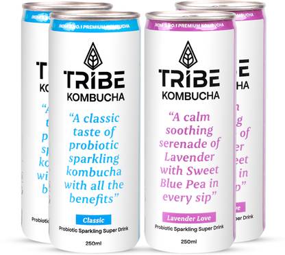 Tribe Kombucha Naturally Probiotic Drink | Gut Friendly | Antioxidant and Hydration, Classic and Lavender Drink