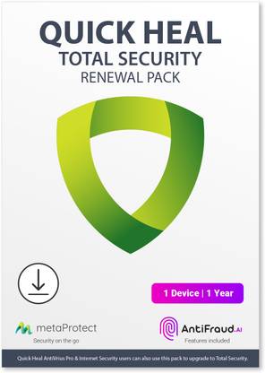 Quick Heal Renewal Upgrade Silver Pack - 1 User, 1 Year Total Security  (Email Delivery - No CD)