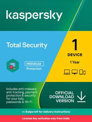 Kaspersky 2026 1 PC 1 Year Total Security Compatible with Android, Mac, Windows (Email Delivery - No CD)