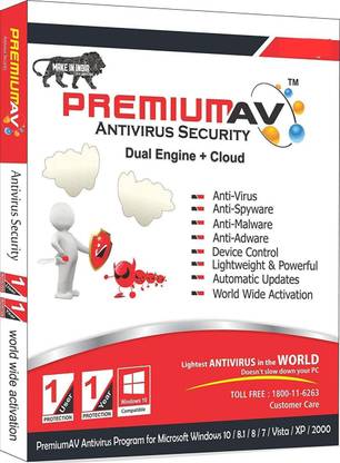 PremiumAV 1 PC 1 Year Anti-virus Compatible with Windows (Email Delivery - No CD)
