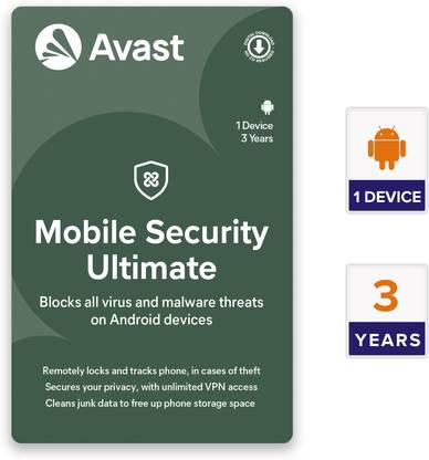 Avast Mobile Security for Android Ultimate 1 Device PC (Antivirus, VPN Security, Junk Cleaner) 3 Years Mobile Security (Email Delivery - No CD)