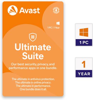 Avast Total Securtiy 1 PC (Total Security Antivirus, VPN Security, Junk Cleaner & AntiTracker) 1 Year Total Security (Email Delivery - No CD)