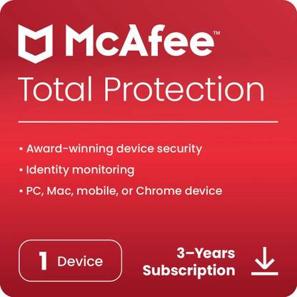 McAfee 2026 1 PC 3 Years Total Security Compatible with Windows, Android, Mac, iOS (Email Delivery - No CD)