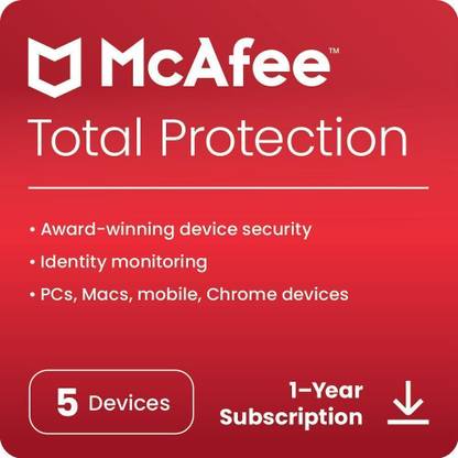 McAfee 2026 5 PC 1 Year Total Security Compatible with Windows, Android, Mac, iOS (Email Delivery - No CD)