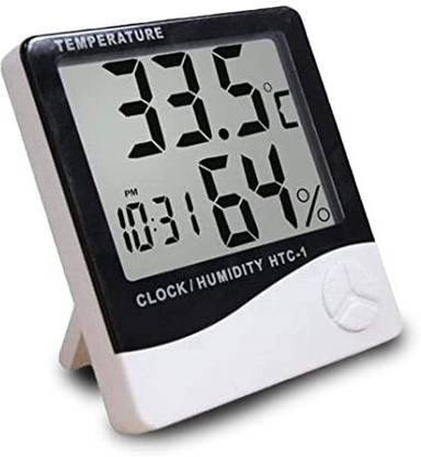 Dr care HTC-1 Room Thermometer Digital LCD With Table Wall Clock Features Thermometer Humidity Thermometer
