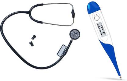 Sara+Care Combo of Thermometer Dual Head Stethoscope, Acoustic Stethoscope Super Deluxe Stethoscope & Flexi Thermometer Thermometer