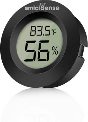 amiciSense Mini Thermometer & Hygrometer with Back Sensor – Temperature & Humidity Monitor for Home, Office, Car, Schools, Labs, and More Thermometer