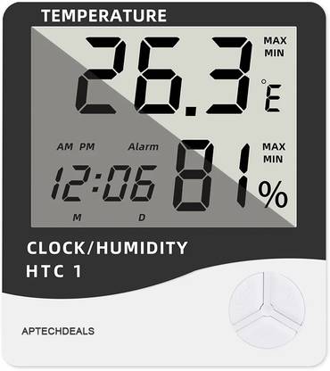 APTECHDEALS HTC-1 HTC-1 Digital Hygrometer Thermometer Humidity Meter With Clock LCD Display Thermometer