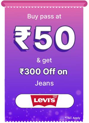 Levi's Pass Men's Clothing only at Rs. 50 and get discount of 25% upto Rs 300