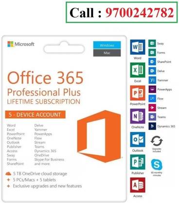 MICROSOFT OFFICE 365 PROFESSIONAL PLUS ( 5 USER ) ( PC - MAC - TABLET - MOBILE - IPAD ) INSTANT DELIVERY
