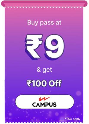 CAMPUS Pass on Men Sports Shoes only at Rs. 9 and get discount of 25% upto Rs 100