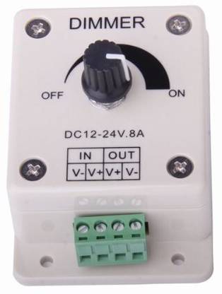 DHRUV-PRO 12V-24V 8A LED Light Dimmer Brightness Adjustable Control Controller,Power Saver 8 A Step Dimmer