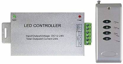 Divinext Aluminum Shell 4keys RF LED Pixel Light RGB Controller DC12-24V RGB Controller Wireless RF Remote Controller 4 Keys for 3528/5050 RGB LED Strip Light 24 A Step Dimmer