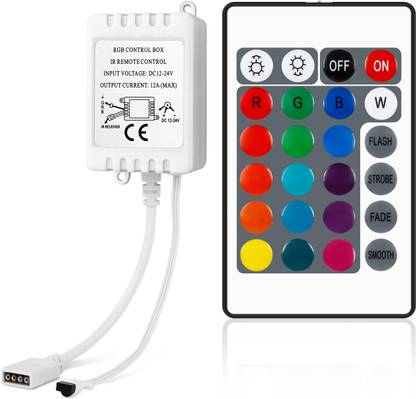 AURECIS LED Strip Remote Controler | 24-Key IR Remote for 3528 5050 RGB LED Light Strips 6 A Toggle Dimmer