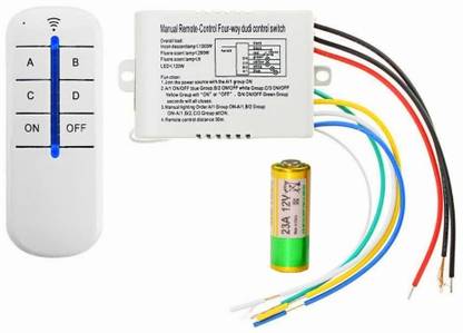 Divinext ABCD 4 Way Four Step Wireless RF Radio IR Remote Controller Switch for Light Fan 10 A Step Dimmer