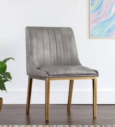 Radha Impex Modern Metropolitan Elegance Accent Chair with Brushed Gold Metal Frame Solid Wood Dining Chair