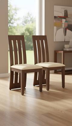 PR FURNITURE Premium Quality Solid Wood Dining Chair Set Of Two Cushion :- Cream Solid Wood Dining Chair